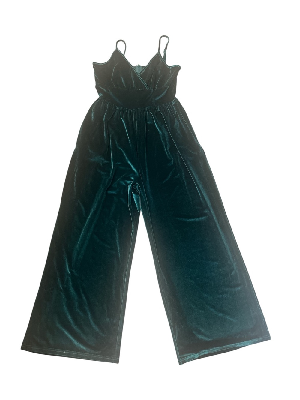 Velvet Wide-Leg Jumpsuit - Emerald Green